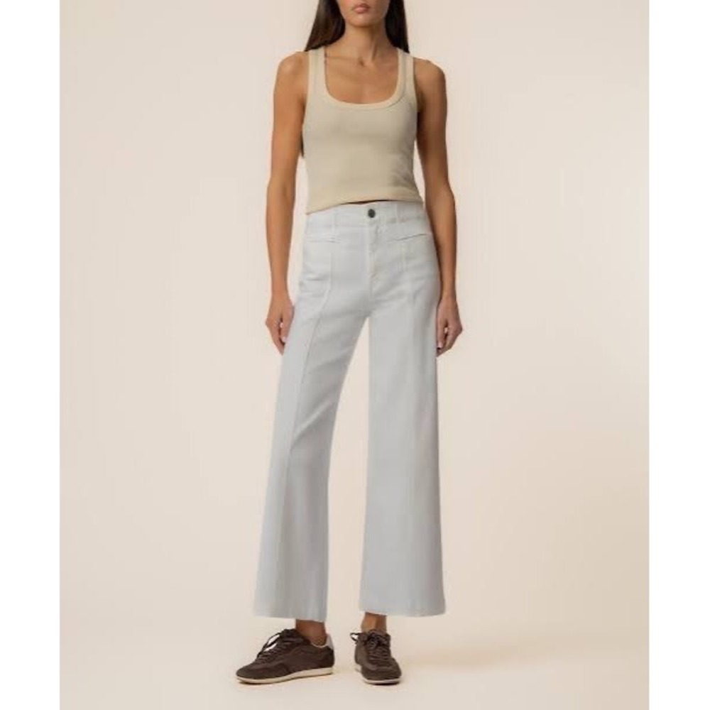 Kut from the Kloth Meg Fab Ab Wide Leg High Rise Jeans Off White 10
